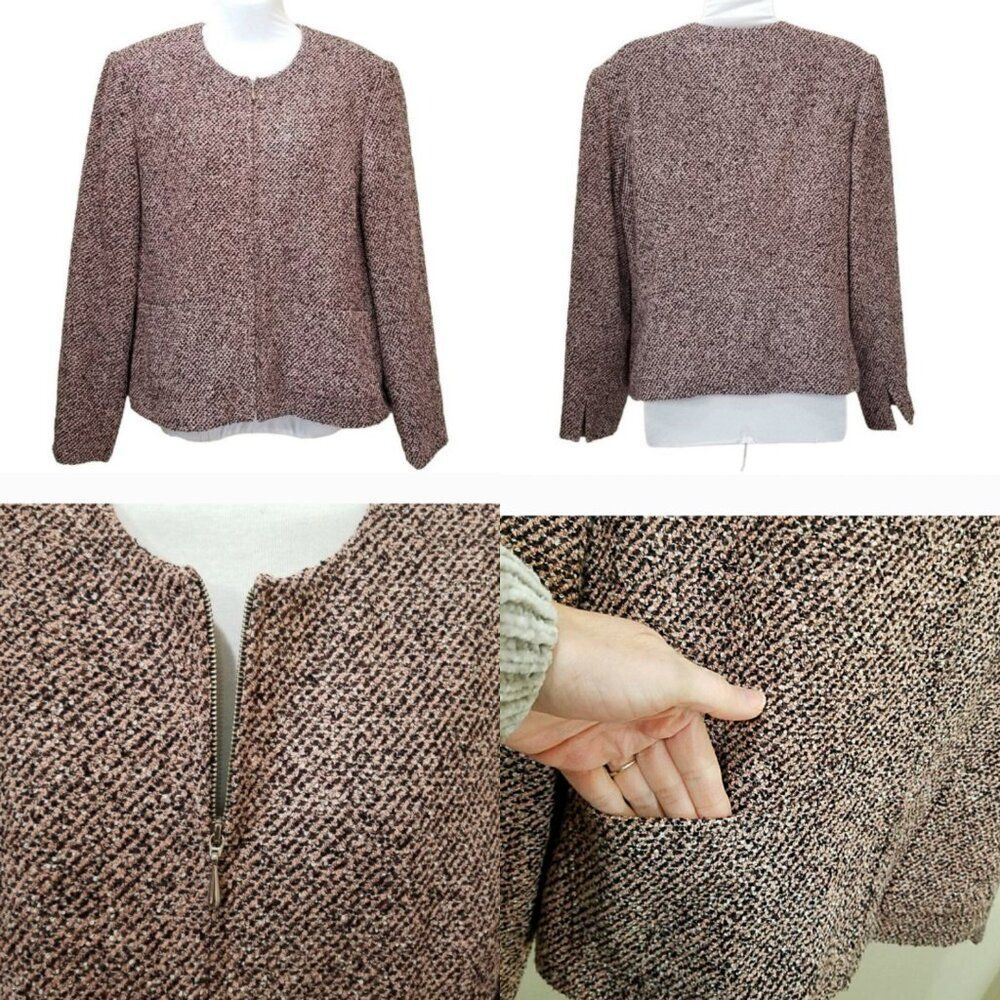 Vintage Emma James Pink & Black Tweed Blazer Size 10